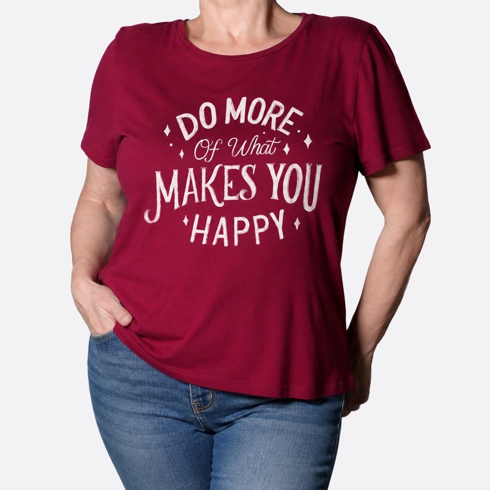 Torrid 100% Cotton XL 1X Burgundy Do More Of What Makes You Happy Graphic Tee